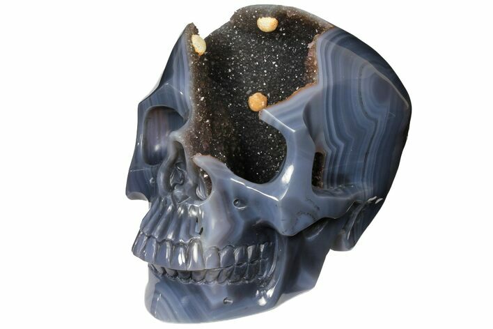 Hollow Carved Agate Geode Skull - Incredible! (Sale Price) #127600